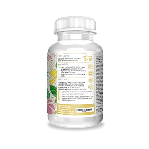 ACTIF Organic Prenatal Vitamin with 25+ Organic Vitamins, 100% Natural, DHA, EPA, Omega 3 ACTIF