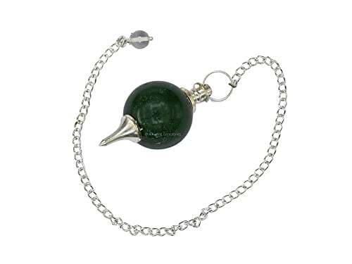 Green Aventurine Crystal Ball Pendulum for Divination - Dowsing Pendulum Necklace with Chain - AB Mystery