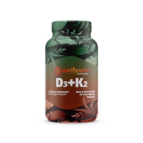 EarthNutri D3 + K2 Bone & Heart Health - 72 Trace Minerals, Vitamin D3 Vitashine, MENA - AB Mystery