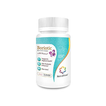 NutraBlast Boric Acid Vaginal Suppositories Complex w/Aloe Vera & FOS Prebiotic Enhancer