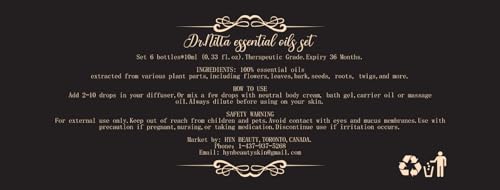 Essential Oils Set 100% Pure Natural DR.NITTA Top 6 Oils for Massage,Diffusers,Humidifier - AB Mystery