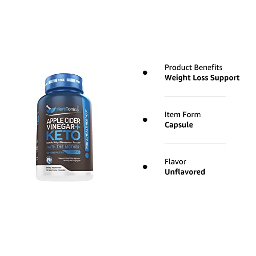 Herbtonics Apple Cider Vinegar Capsules Plus Keto BHB | Fat Burner & Weight Loss - AB Mystery