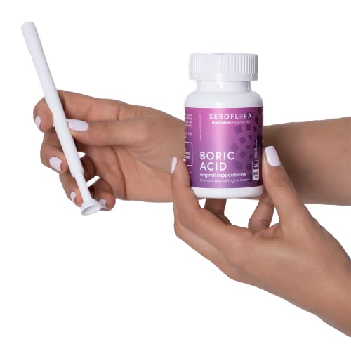 Seroflora Boric Acid Vaginal Suppositories for Women + 1 Suppository Applicator - Helps - AB Mystery