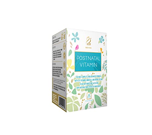 ACTIF Postnatal Vitamin with 25+ Organic Vitamins and Organic Herbs, Nursing and Lactation Supplement ACTIF