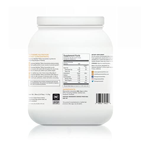 Supreme Nutrition Whey Protein Concentrate | 1.12kg - 28 Servings | 30g of Protein Per Serving Supreme Nutrition