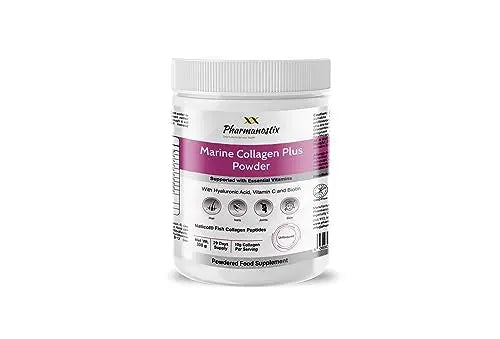 Pharmanostix Hydrolysed Marine Collagen Plus Powder 300g - 10,000mg Collagen with Hyaluronic Acid