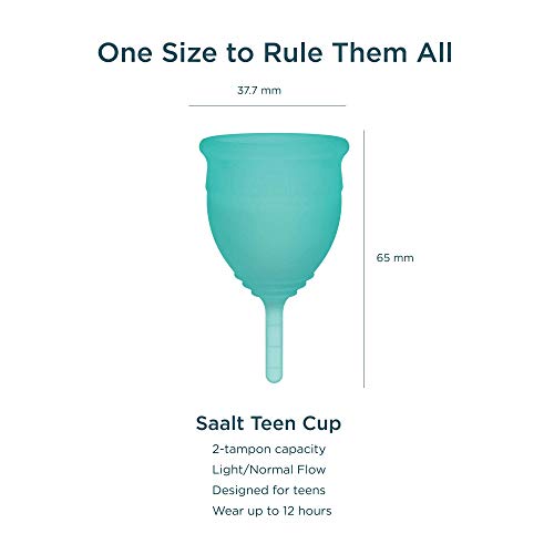 Saalt Teen Menstrual Cup - Best Sensitive Reusable Cup - Wear for 12 Hours - Tampon and Pad Alternative - AB Mystery