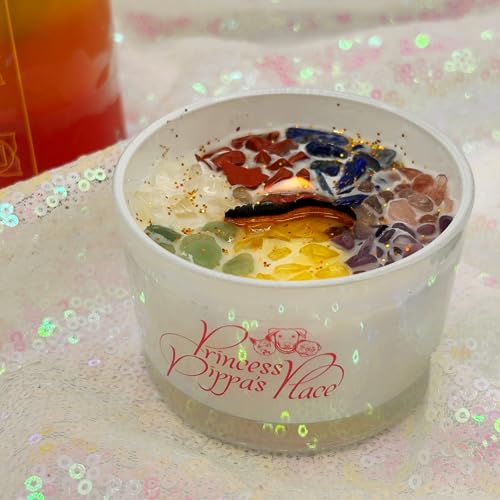 Princess Pippa's Place Healing Candles with Crystals Inside- Natural Soy Wax 7 Stones Crystal Candle Jar - AB Mystery