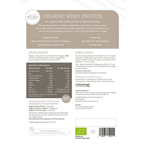 The Organic Protein Co. - Madagascan Vanilla Organic Whey Protein Powder - AB Mystery