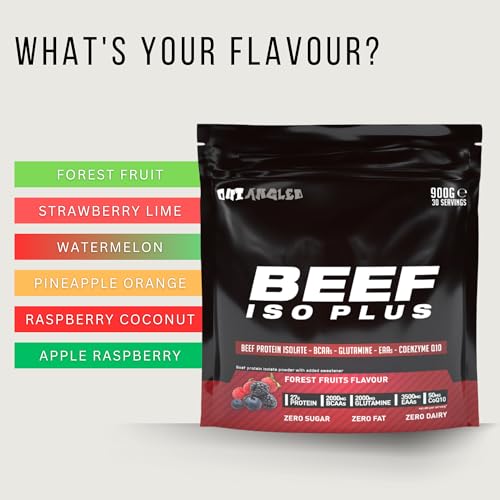 OUT ANGLED Beef Iso Plus, Beef Protein Isolate Powder, High Protein with Natural BCAAs, Zero Fat and Sugar OUT ANGLED