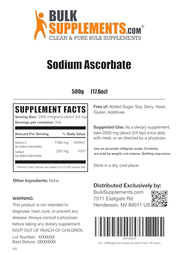 BulkSupplements.com Sodium Ascorbate Powder - Antioxidant Powder - Sodium Ascorbate - AB Mystery