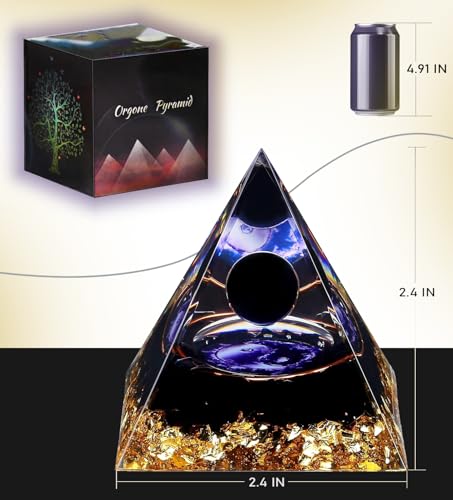 Yin Yang Healing Crystal Orgonite Pyramid - Tai Chi with Obsidian Ball - Taiji Reiki Chakra Meditation - AB Mystery