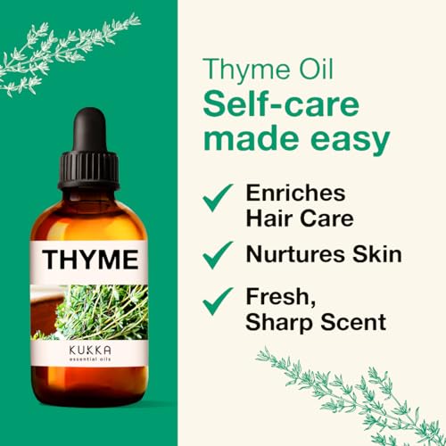 Kukka Thyme Essential Oil for Hair Thyme Oil for Skin - 100% Natural Thyme Essential Oil for Diffuser - AB Mystery
