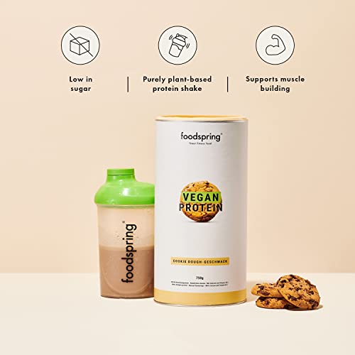 foodspring Vegan Protein Cookie Dough - 21g Protein per Shake to Build Muscle, B12, B6, folic Acid foodspring