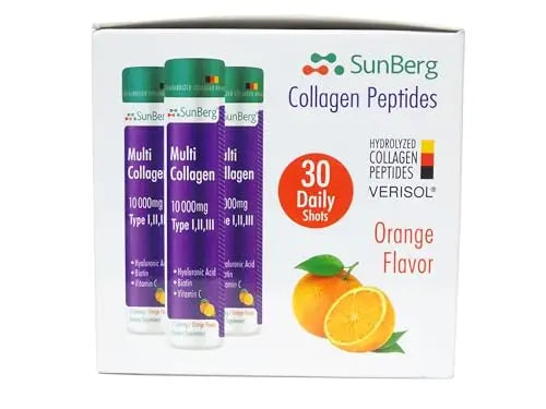 Sunberg Collagen Liquid Shots - 10000mg Collagen Supplement Type I,II,III Hyaluronic Acid - AB Mystery