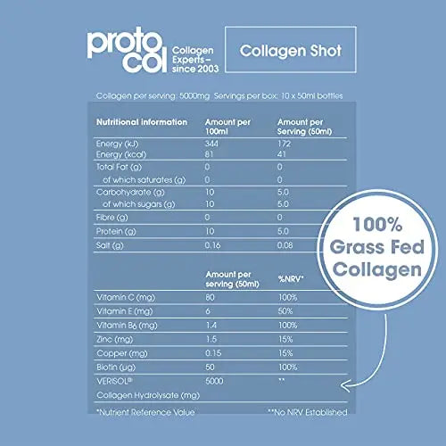 Proto-col, Women’s Liquid Collagen Drink, 10 Shots of Type 1 and 3 Collagen for Body Proto-Col