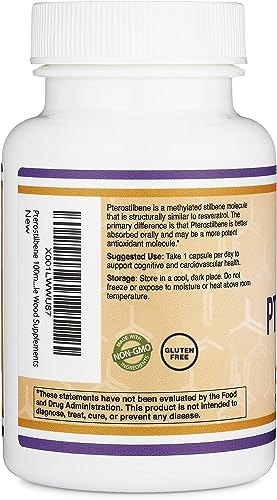 Pterostilbene Supplement 100mg Capsules (Third Party Tested) Manufactured in The USA - AB Mystery