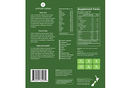 Antler Farms - 100% Grass Fed New Zealand Whey Protein Isolate, Unflavored, 30 Servings - AB Mystery