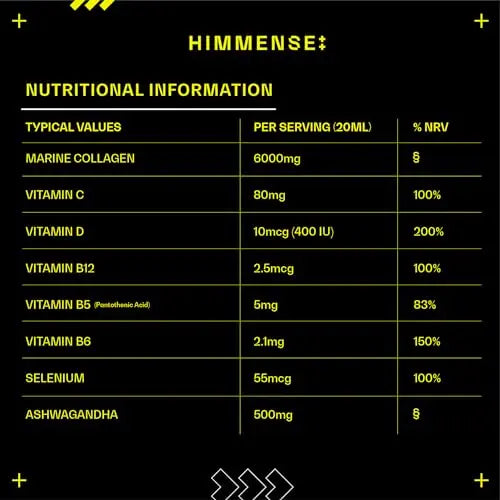 Hydrolysed Marine Liquid Collagen - 6000mg Type 1 Collagen Peptides enriched with 7 Vitamins Himmense