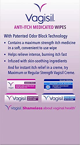 Vagisil Anti-Itch Medicated Wipes, Maximum Strength 12 ea (Pack of 9) - AB Mystery