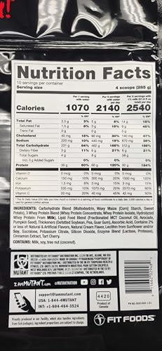 Mutant Mass Extreme Gainer Whey Protein Powder, Build Muscle Size & Strength with High-Density Clean Calories Mutant