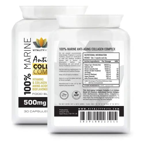 Marine Collagen Complex - High Strength 30 Capsules for Joint Support Hair - AB Mystery