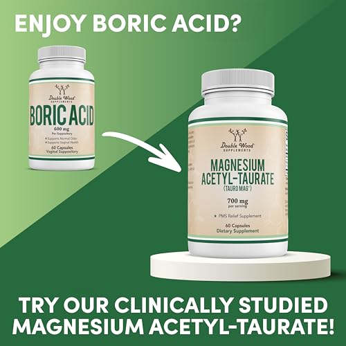 Boric Acid Vaginal Suppositories (600mg, 60 Count) Supports Vaginal pH Balance, Odor Control - AB Mystery