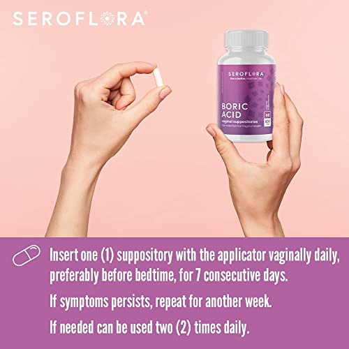 Seroflora Boric Acid Vaginal Suppositories for Women + 1 Suppository Applicator - Helps - AB Mystery
