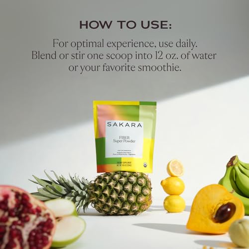 SAKARA Fiber Super Powder - Pineapple Flavor Prebiotic Fiber Powder, High Fiber - AB Mystery
