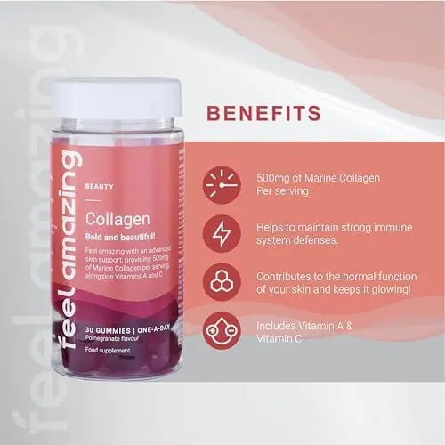 Collagen Gummies with Vitamins A and C, 500mg of Marine Collagen Per Serving, Advanced Skin Support, - AB Mystery
