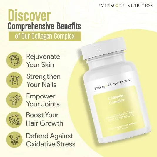 EVERMORE NUTRITION Grass Fed Collagen Complex with Hyaluronic Acid, Vitamin C and Active Peptides - AB Mystery