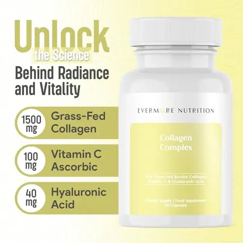 EVERMORE NUTRITION Grass Fed Collagen Complex with Hyaluronic Acid, Vitamin C and Active Peptides - AB Mystery