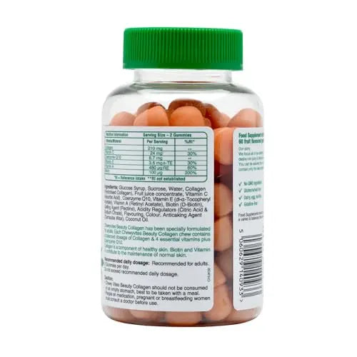 Chewy Vites Beauty Collagen 60 Gummy Vitamins |Hydrolised Collagen, CoQ10, Biotin + Vitamins | 1 Month Supply | Real Fruit Juice | Berry Flavour | 2-a-Day | - AB Mystery