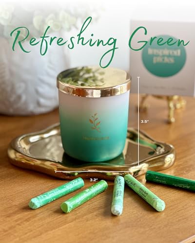 Inspired Picks Refreshing Green Candle – Wood Sage & Sea Salt w/Gold Stemmed Leaves Symbol - AB Mystery