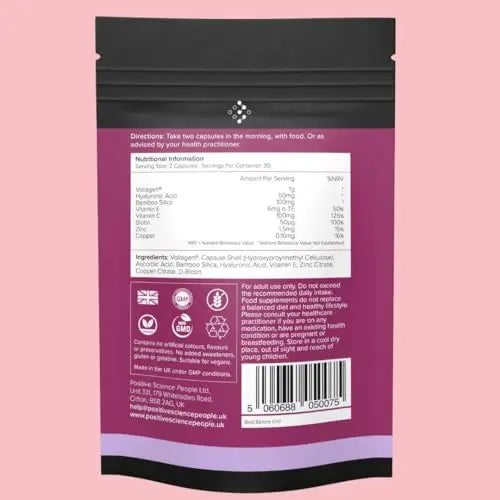 Unique Vegan Collagen Supplement with 18 Amino Acids, Hyaluronic Acid, Bamboo Silica, Biotin, Vitamins - AB Mystery