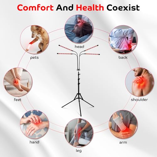 Devowellte Red Light Lamp for Face, 80 LEDs Red Light Lamp Height Free Adjustment Infrared Light - AB Mystery