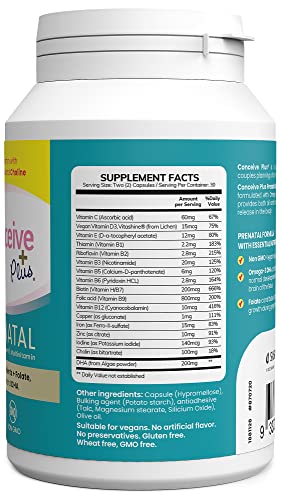 CONCEIVE PLUS Prenatal Vitamins for Women - DHA, Choline + Folate, Healthy Pregnancy CONCEIVE PLUS