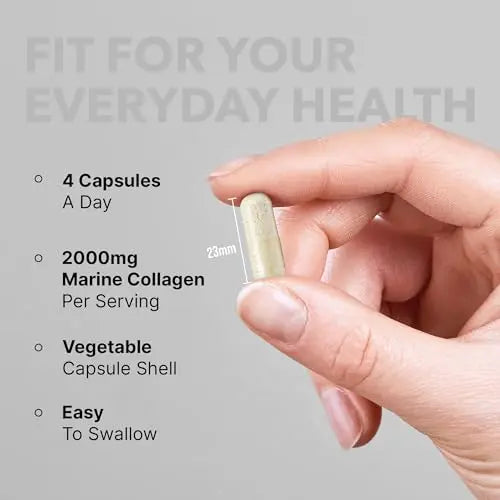 Fitimins Marine Collagen Capsules, 2000mg with Hyaluronic Acid & Vitamin C - AB Mystery