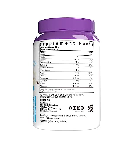 Bluebonnet Nutrition Whey Protein Isolate Powder, 14 Serving, Vanilla, 1 lb - AB Mystery