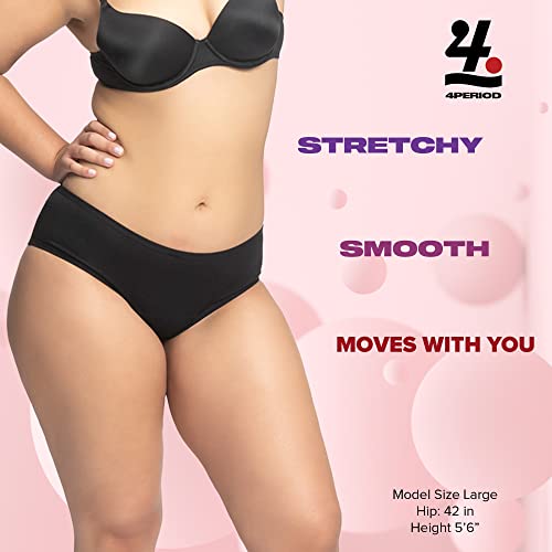 4period High Absorbency for Heavy Flow Period Panties; Leakproof, for Teens and Women (3 Black, X-Large) - AB Mystery