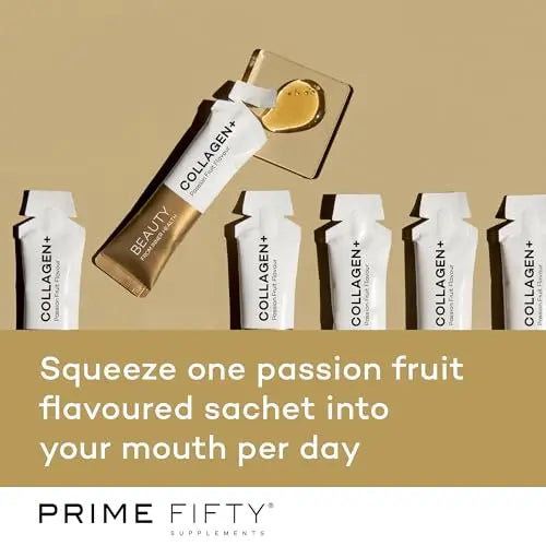 Prime Fifty Liquid Collagen 5,000mg, 14 x 15ml Sachets – Passion Fruit Flavour - AB Mystery