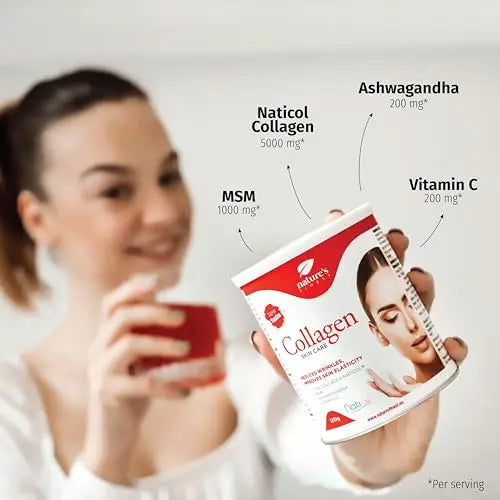 Nature's Finest by Nutrisslim Collagen Skincare | Fish Collagen Powder Naticol (5000mg) with MSM, Vitamin C, Ashwagandha - AB Mystery