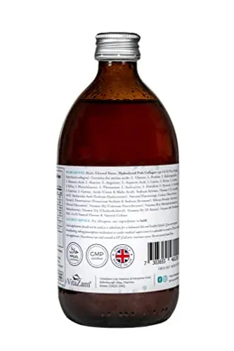 VitaZam Marine Collagen Liquid 10000mg with Hyaluronic Acid, Hydrolysed Peptide, Biotin for Hair, Skin, Nails, Joint, and Muscles, 500 ml - AB Mystery