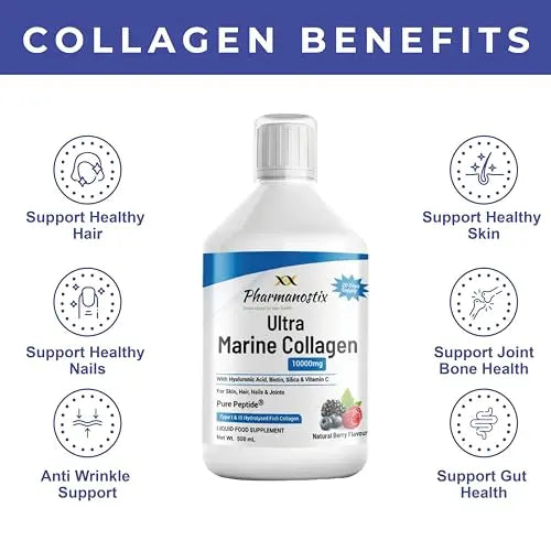 Marine Collagen Liquid 10000mg Sugar Free Berry Flavour, Hydrolysed Peptides, Hyaluronic Acid, Biotin, Silica, Vitamin C, Healthy Skin - AB Mystery