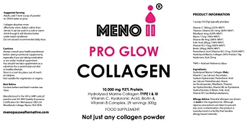 Meno II PRO Glow Marine Collagen Powder 10,000mg - High-Potency Supplements for Women Skin Hydration - AB Mystery