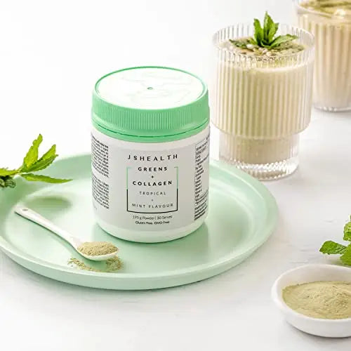 JSHealth Super Greens Powder - Greens & Collagen Powder - Superfood Powder with Marine Collagen Peptides - AB Mystery