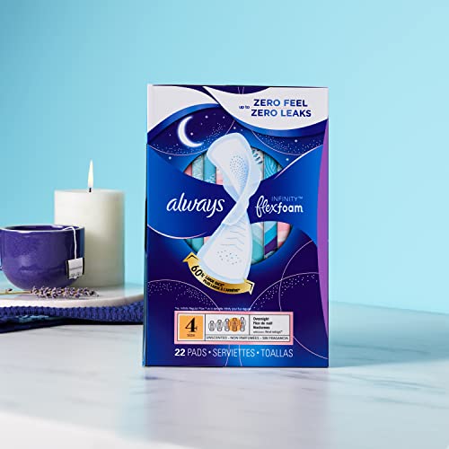 Always Infinity Feminine Pads For Women, Size 4 Overnight Absorbency, Multipack, With Flexfoam - AB Mystery