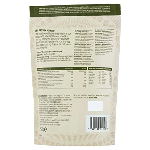 Pulsin - Unflavoured Vegan Pea Protein Powder - 250g - 8.0g Protein, 0g Carbs, 41 Kcals Per Serving Pulsin