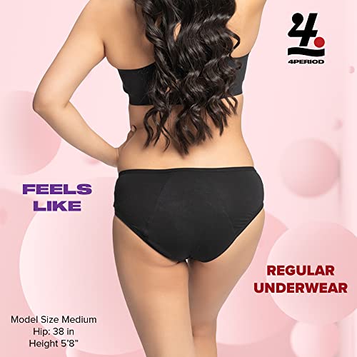 4period High Absorbency for Heavy Flow Period Panties; Leakproof, for Teens and Women (3 Black, X-Large) - AB Mystery