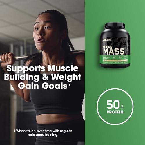 Optimum Nutrition Serious Mass, Weight Gainer Protein Powder, with Added Immune Supp - AB Mystery